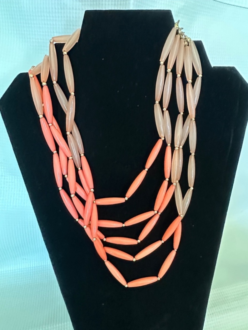 Multi-Strand Pink Coral Bead Statement Necklace
